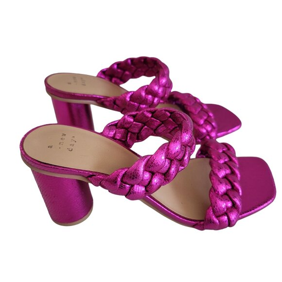 A New Day Women's Braided Basil Heel Mule Sandals Size 7 Metallic Pink block hee - Picture 2 of 9